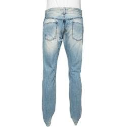 Pre Owned بنطلون جينز دولتشي أند غابانا دينم أزرق فاتح نمط ممزق مقاس كبير - لارج