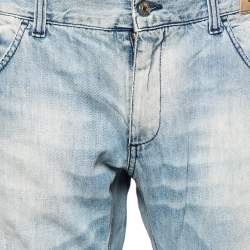 Pre Owned بنطلون جينز دولتشي أند غابانا دينم أزرق فاتح نمط ممزق مقاس كبير - لارج