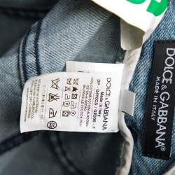 Pre Owned بنطلون جينز دولتشي أند غابانا دينم أزرق فاتح نمط ممزق مقاس كبير - لارج