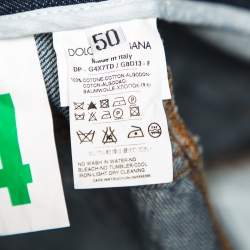 Pre Owned Dolce & Gabbana Blue Faded Effect Denim Leather Detail Fit 14 Jeans L