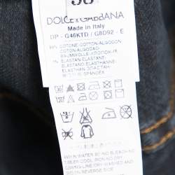 مملوكة مسبقًا بنطلون جينز دولتشي أند غابانا دنيم نمط مغسول داكن أزرق داكن مجسم 14 مقاس كبير (لارج