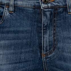 Pre Owned بنطلون جينز دولتشي أند غابانا كومفورت أرجل رفيعة سترتش دينم أزرق تأثير باهت مقاس صغير - سمول 