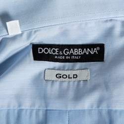 Pre Owned Dolce & Gabbana Light Blue Cotton Button Front Gold Label Shirt M