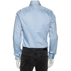 Pre Owned Dolce & Gabbana Light Blue Cotton Button Front Gold Label Shirt M