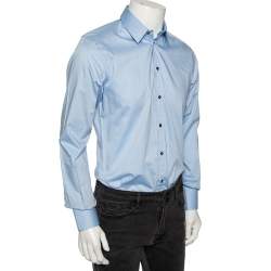 Pre Owned Dolce & Gabbana Light Blue Cotton Button Front Gold Label Shirt M