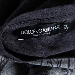 Pre Owned Dolce & Gabbana Dark Grey Norman King Print Cotton T-Shirt XXL 