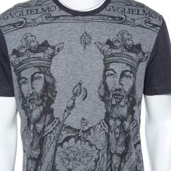 Pre Owned Dolce & Gabbana Dark Grey Norman King Print Cotton T-Shirt XXL 
