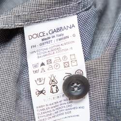 Pre Owned Dolce & Gabbana Grey Micro Checkered Cotton Sicilia Fit Shirt M 