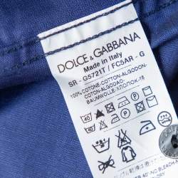 مملوكة مسبقًا قميص دولتشي آند غابانا قطن نيلي غولد فيت بأزرار أمامية مقاس متوسط - ميديوم