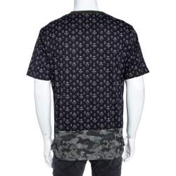 Pre Owned تي شيرت دولتشي أند غابانا نمط مموه نحل مطبوع ثلاثي اللون مقاس كبير - لارج