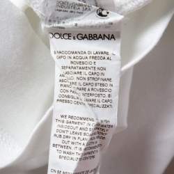 مملوكة مسبقًا Dolce & Gabbana White Cotton Calcio Italia Shoulder Stripe Detail V-Neck T-Shirt M