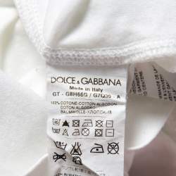 مملوكة مسبقًا Dolce & Gabbana White Cotton Calcio Italia Shoulder Stripe Detail V-Neck T-Shirt M