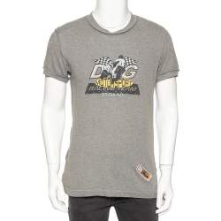 Pre Owned تي شيرت دولتشي أند غابانا مادي قطن رصاصي مقاس متوسط - ميديوم