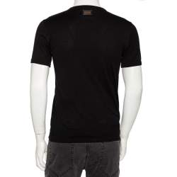 Pre Owned Dolce & Gabbana Black Cotton Jersey V Neck T-Shirt S