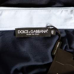 Pre Owned Dolce & Gabbana Navy Blue Jersey Contrast Collar Detail Polo T Shirt M