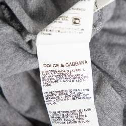 مملوكة مسبقًا Dolce & Gabbana Grey Cotton Boxe Napoli V Neck T Shirt M