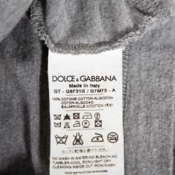 مملوكة مسبقًا Dolce & Gabbana Grey Cotton Boxe Napoli V Neck T Shirt M