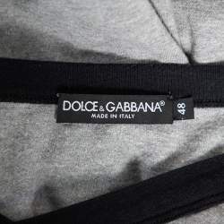 مملوكة مسبقًا Dolce & Gabbana Grey Cotton Boxe Napoli V Neck T Shirt M