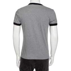 مملوكة مسبقًا Dolce & Gabbana Grey Cotton Boxe Napoli V Neck T Shirt M