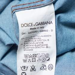Pre Owned قميص دولتشي آند غابانا أزرق فاتح قطن مزين بجيب مقاس كبير جدًا - إكس لارج