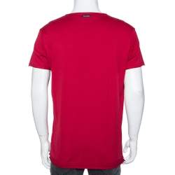 Pre Owned تي شيرت دولتشي آند غابانا جيرسيه أحمر برقبة دائرية مطبوعة مقاس كبير - لارج