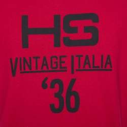 Pre Owned تي شيرت دولتشي آند غابانا جيرسيه أحمر برقبة دائرية مطبوعة مقاس كبير - لارج