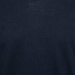 Pre Owned Dolce & Gabbana Navy Blue Jersey Contrast Trim Detail T-Shirt L 