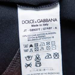 Pre Owned Dolce & Gabbana Navy Blue Jersey Contrast Trim Detail T-Shirt L 
