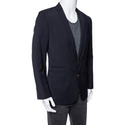 Pre Owned Dolce & Gabbana Navy Blue Wool Single Breasted Brad Blazer M