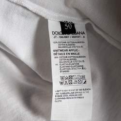 Pre Owned Dolce & Gabbana White Panda Printed Cotton Crewneck T-Shirt L
