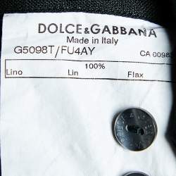 Pre Owned Dolce & Gabbana Black Linen Button Front Shirt L 