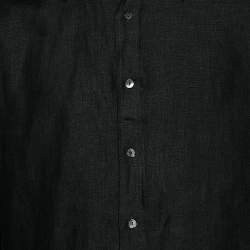 Pre Owned Dolce & Gabbana Black Linen Button Front Shirt L 