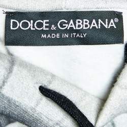 Pre Owned Dolce & Gabbana Grey James Dean Printed Cotton Applique Detail Hoodie L