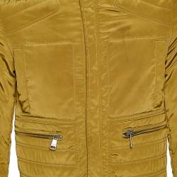 Pre Owned Dolce & Gabbana Olive Green Synthetic Zip Front Jacket XS