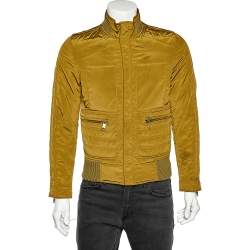Pre Owned Dolce & Gabbana Olive Green Synthetic Zip Front Jacket XS