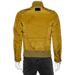 Pre Owned Dolce & Gabbana Olive Green Synthetic Zip Front Jacket XS