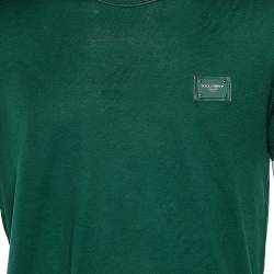 Pre Owned تي شيرت دولتشي أند غابانا رقبة مستديرة رقعة شعار قطن أخضر داكن مقاس متوسط