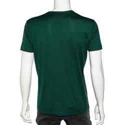 Pre Owned تي شيرت دولتشي أند غابانا رقبة مستديرة رقعة شعار قطن أخضر داكن مقاس متوسط