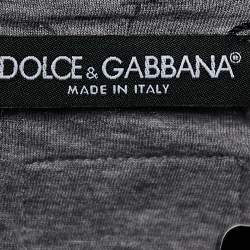 Pre Owned Dolce & Gabbana Grey Cotton V-Neck T-Shirt M