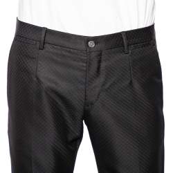 مملوكة مسبقًا Dolce & Gabbana Black Patterned Wool Formal Pants M