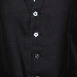 مملوكة مسبقًا Dolce & Gabbana Black Patterned Wool Button Front Waistcoat M