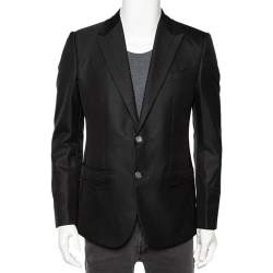 Dolce & Gabbana Black Patterned Wool Single Breasted Blazer M
