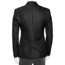 Dolce & Gabbana Black Patterned Wool Single Breasted Blazer M