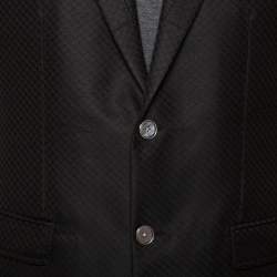 Dolce & Gabbana Black Patterned Wool Single Breasted Blazer M