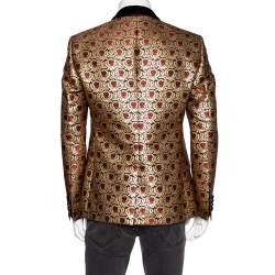 Pre Owned توكسيدو دولتشي أند غابانا حواف قطيفة وجاكار ميتاليك مقاس كبير - لارج