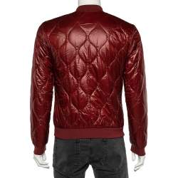 Dolce & Gabbana Burgundy Quilted Bomber Jacket S