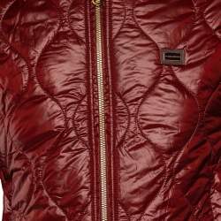 Pre Owned Dolce & Gabbana Burgundy Quilted Bomber Jacket S