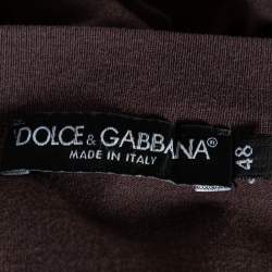 Pre Owned تي شيرت دولتشي أند غابانا راويدج قطن بني مطبوع رقبة مستديرة مقاس متوسط - ميديوم