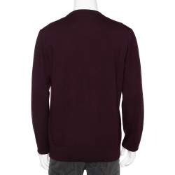 Pre Owned Dolce & Gabbana Burgundy Wool Embroidered Crown Detailed Jumper XXL