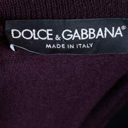 Pre Owned Dolce & Gabbana Burgundy Wool Embroidered Crown Detailed Jumper XXL
